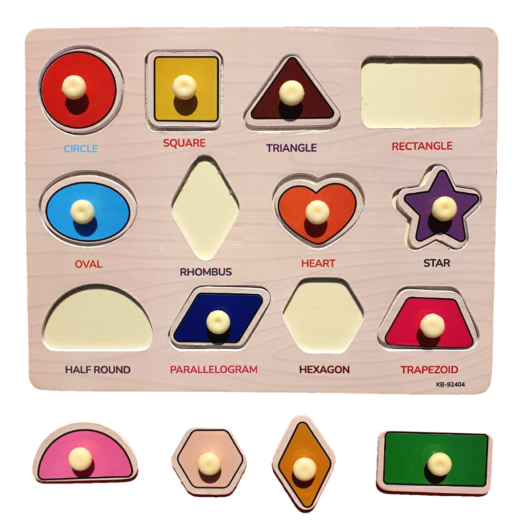 12 Geometric Shapes 2in1 Sorting Knob Board With Matching Activity