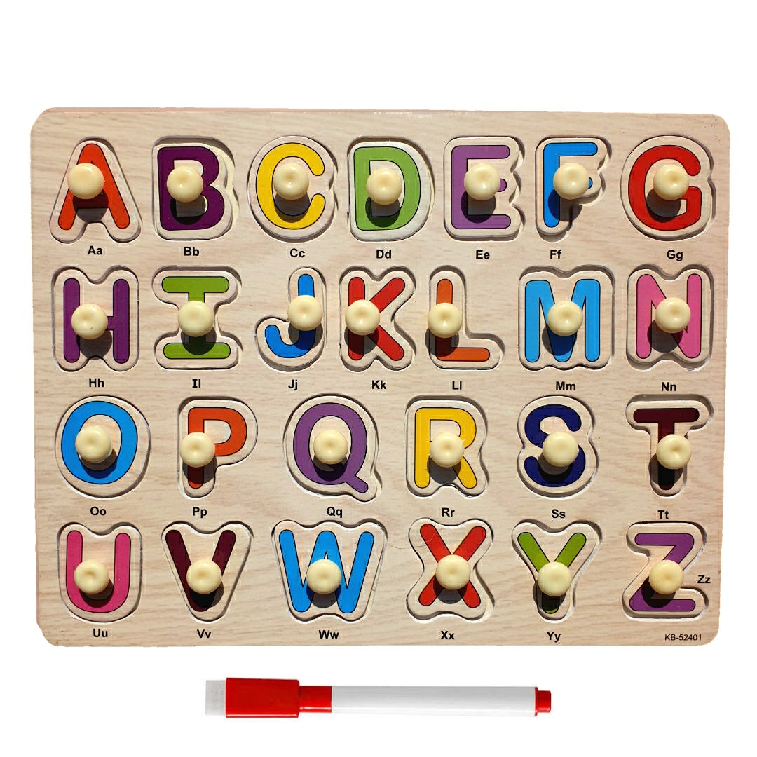 Capital Alphabets 2in1 Sorting Knob Board With Sketching Activity