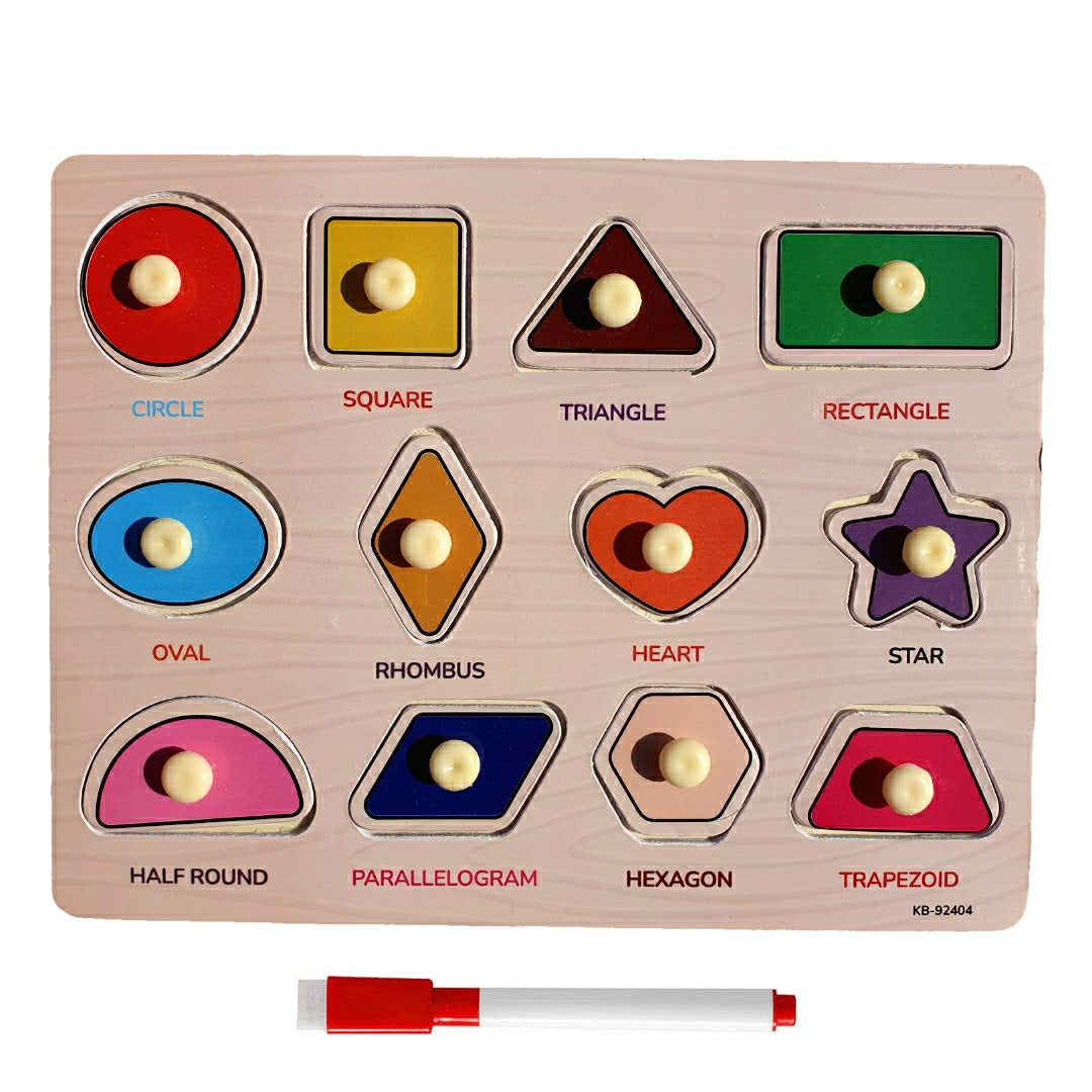 12 Geometric Shapes 2in1 Sorting Knob Board With Matching Activity