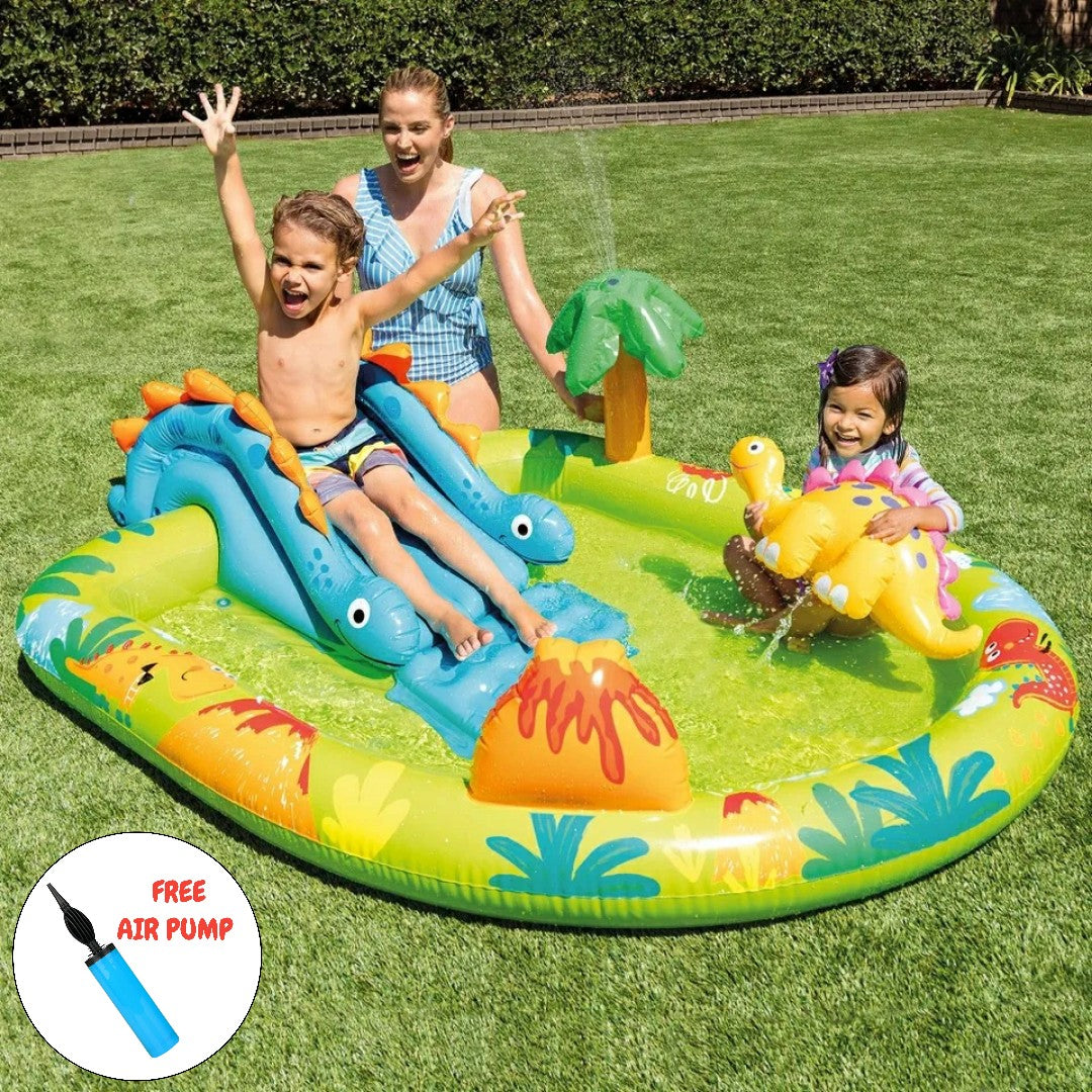 Intex Inflatable Dino Activity Shower Play Centre With Slide & Free pump