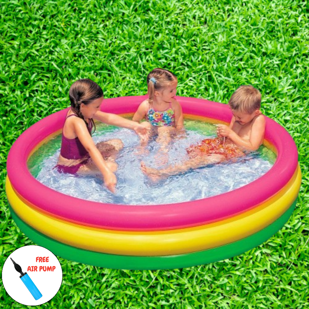 Intex Inflatable Multicolor Ring Kids Swimming Pool-58 inch