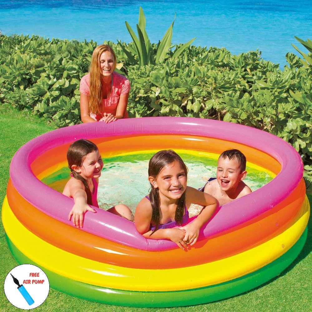 Intex Inflatable Sunset Glow 4 Ring Rainbow Pool 66 inch With Free Pump