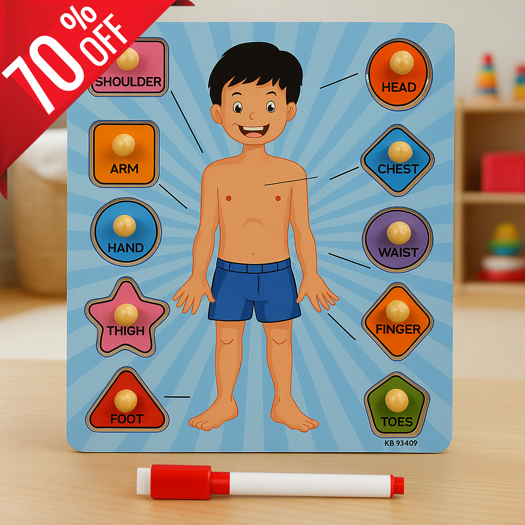 Parts Of Body 2in1 Sorting Knob Board With Tracing Activity