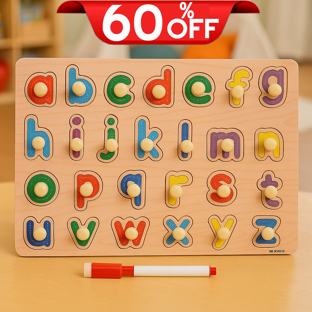 Small abc 2in1 Sorting Knob Board With Drawing Activity