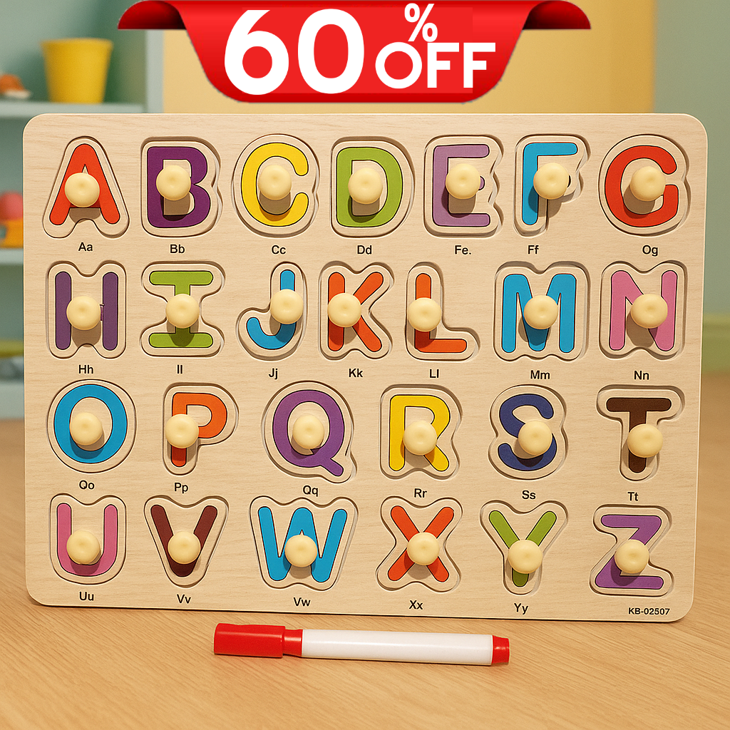 Capital Alphabets 2in1 Sorting Knob Board With Sketching Activity