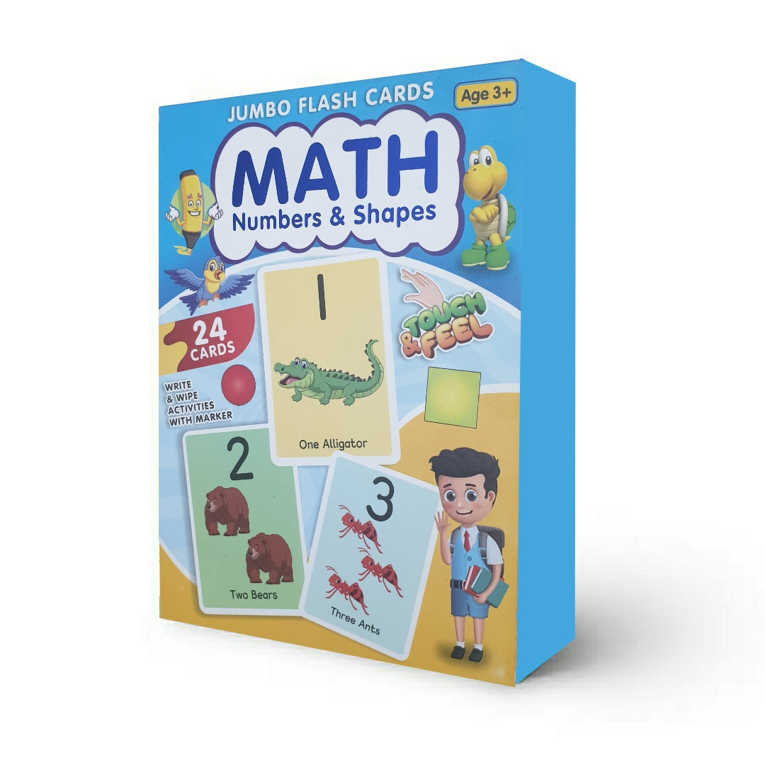 Maths, Numbers & Shapes Big 24 Flash Cards With Tracing Activity