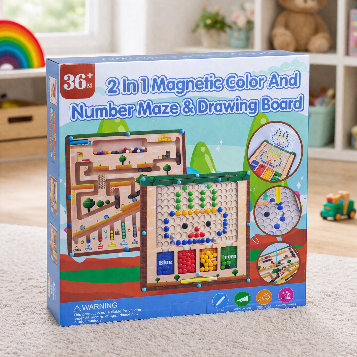 Wooden 2in1 Magnetic Balls & Beans Maze Sorting Board – MGT Toys