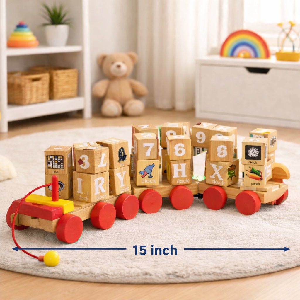 Wooden Educational Blocks Rotating Interactive Activity Train – MGT Toys