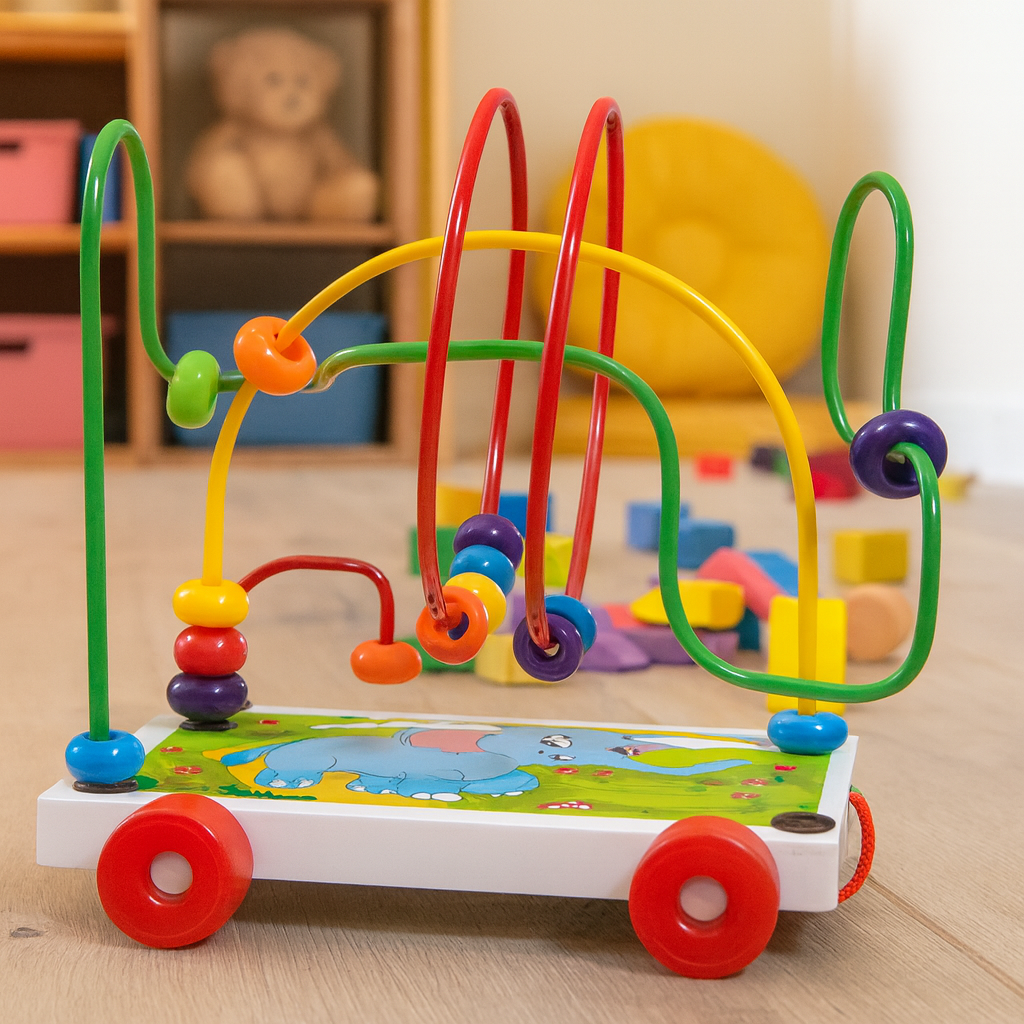 Wooden Multicolor Bead Wire Maze Trailer