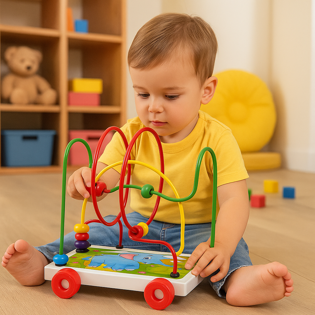 Wooden Multicolor Bead Wire Maze Trailer