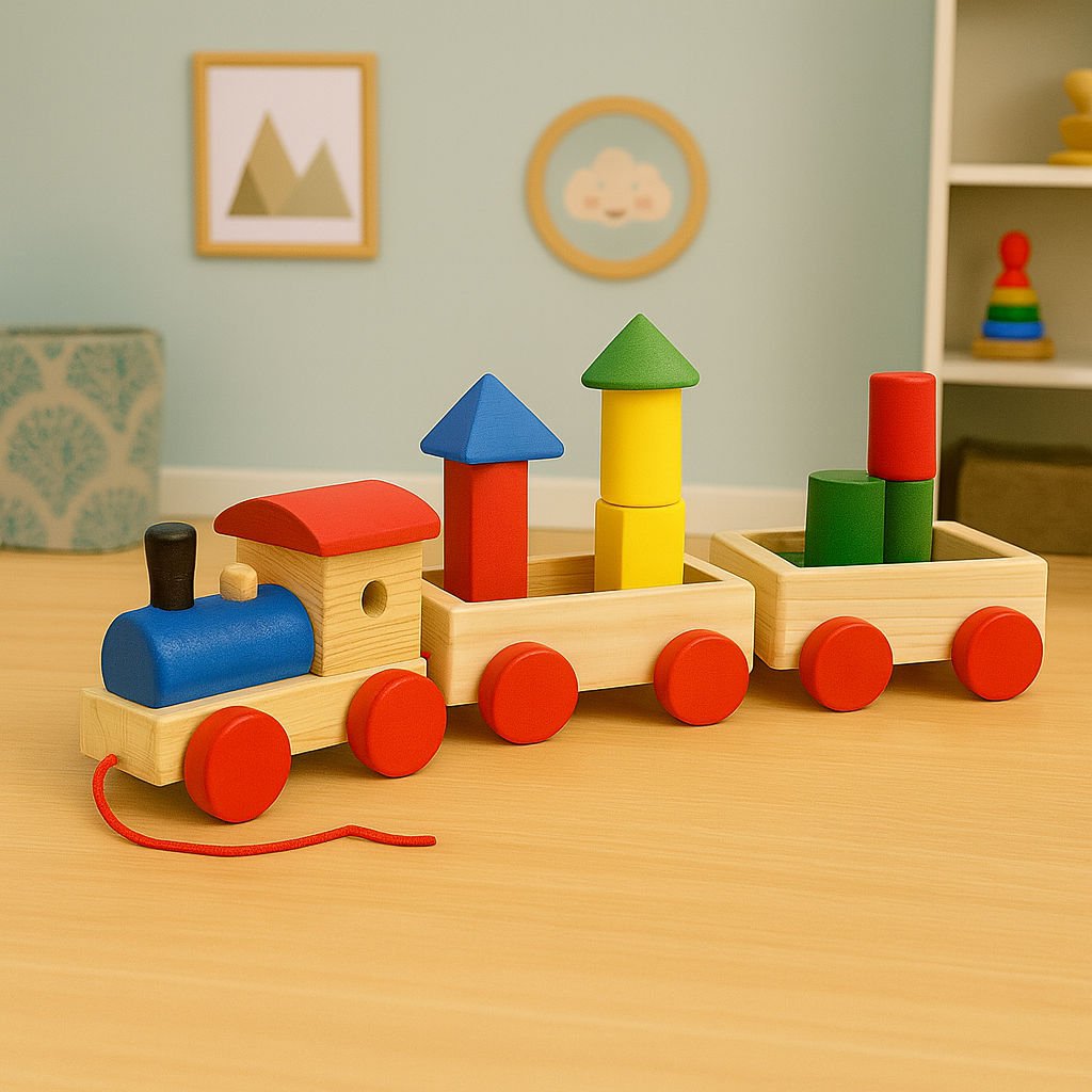 Wooden Multicolor Blocks Transporting Train