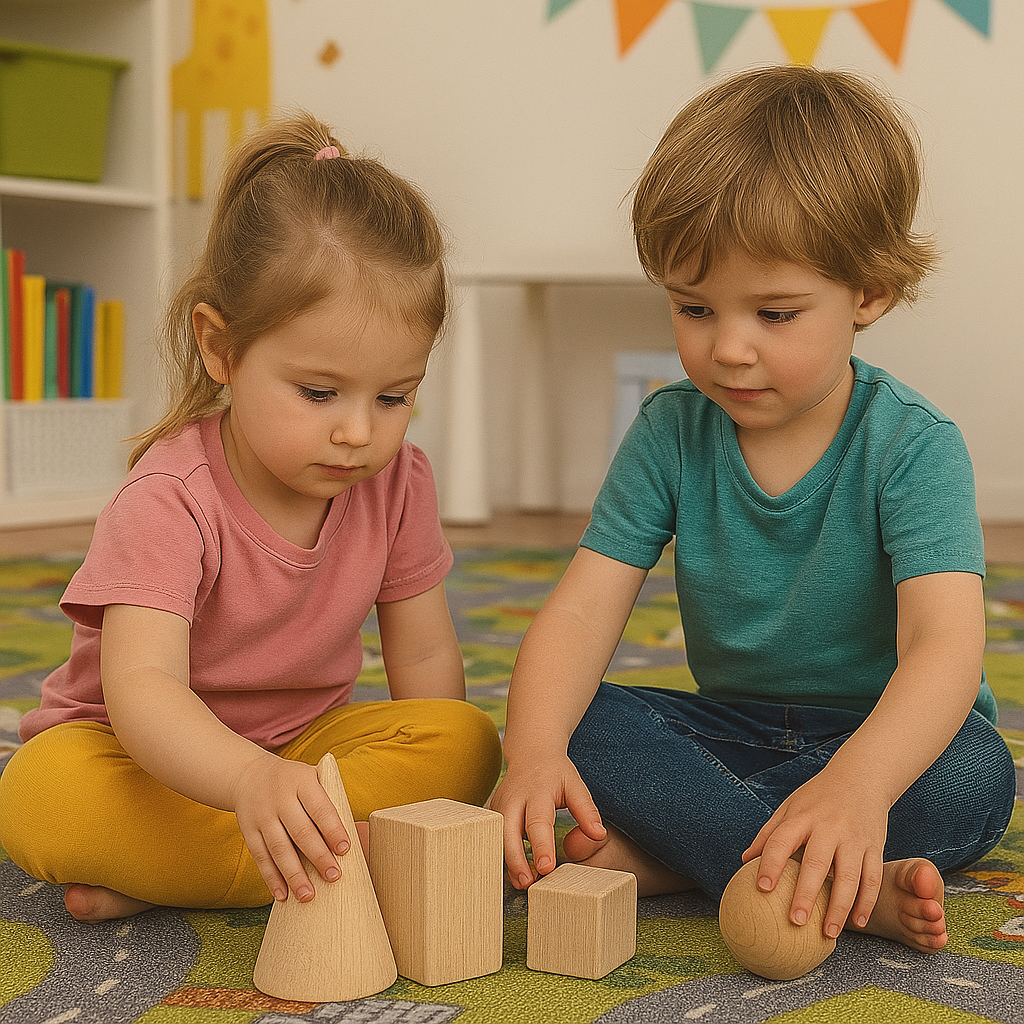 Wooden 3D Geometric Preschool Learning Shapes Solid Blocks