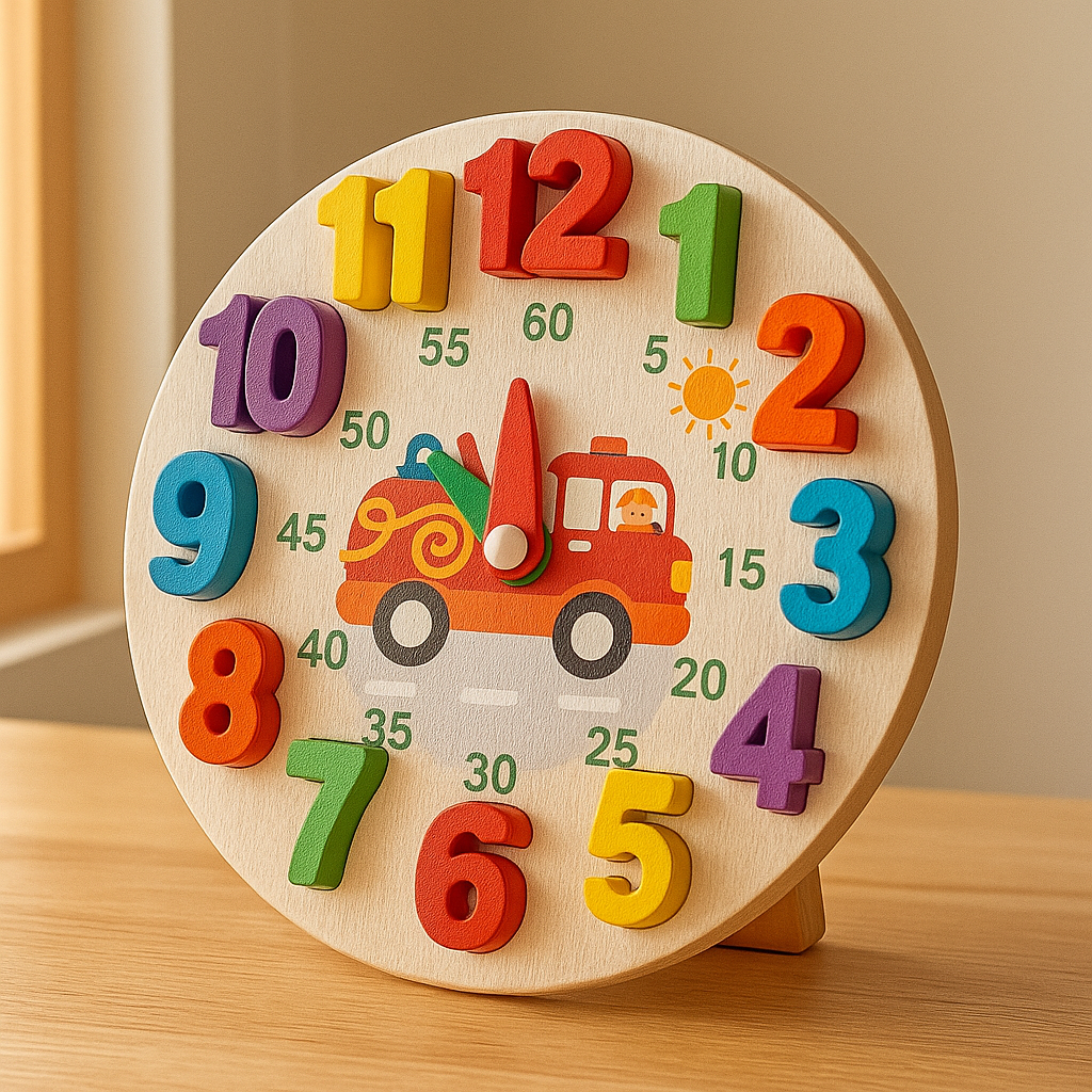Wooden Digital Learning Clock With 3D Numbers – MGT Toys