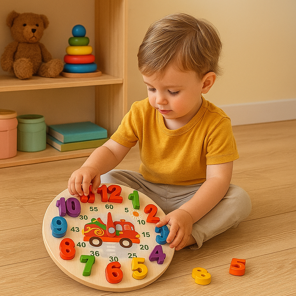 Wooden Digital Learning Clock With 3D Numbers