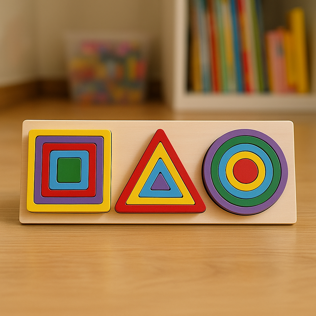 Wooden Multicolor Shapes Layers Sorting Activity Board