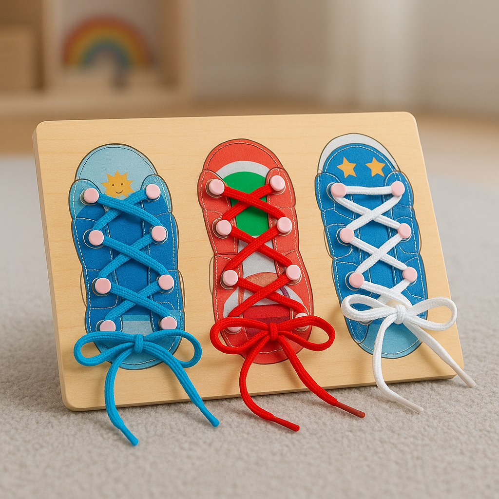 Wooden Shoe Lacing Board For Shoelace Practice