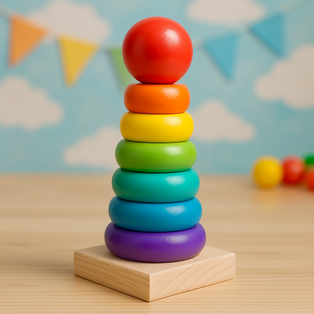 Wooden Multicolor Stacking Ring Tower
