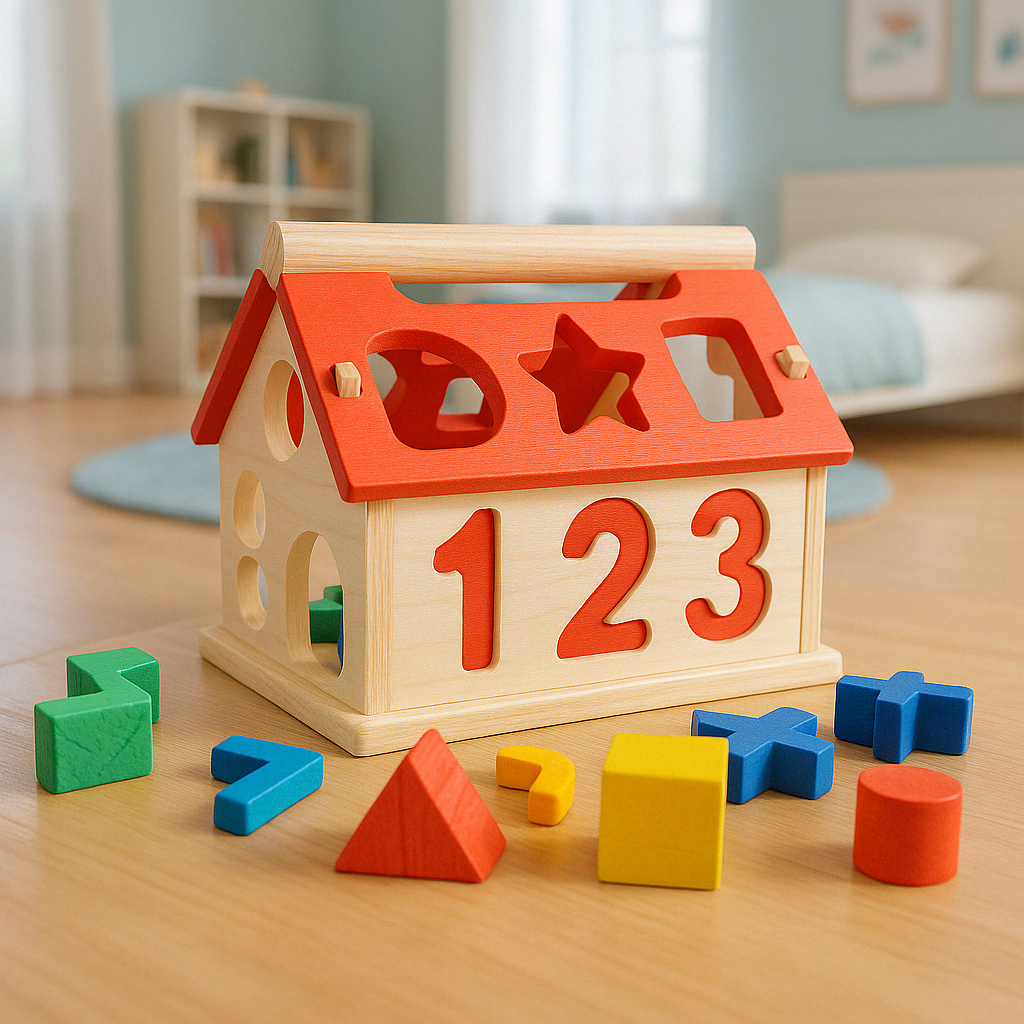 Wooden Intelligent Number & Shapes Sorting House