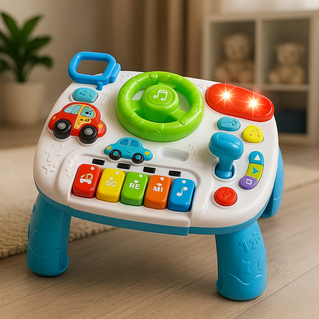 Musical Car Steering Wheel Pretend Play Set With Lights & Piano