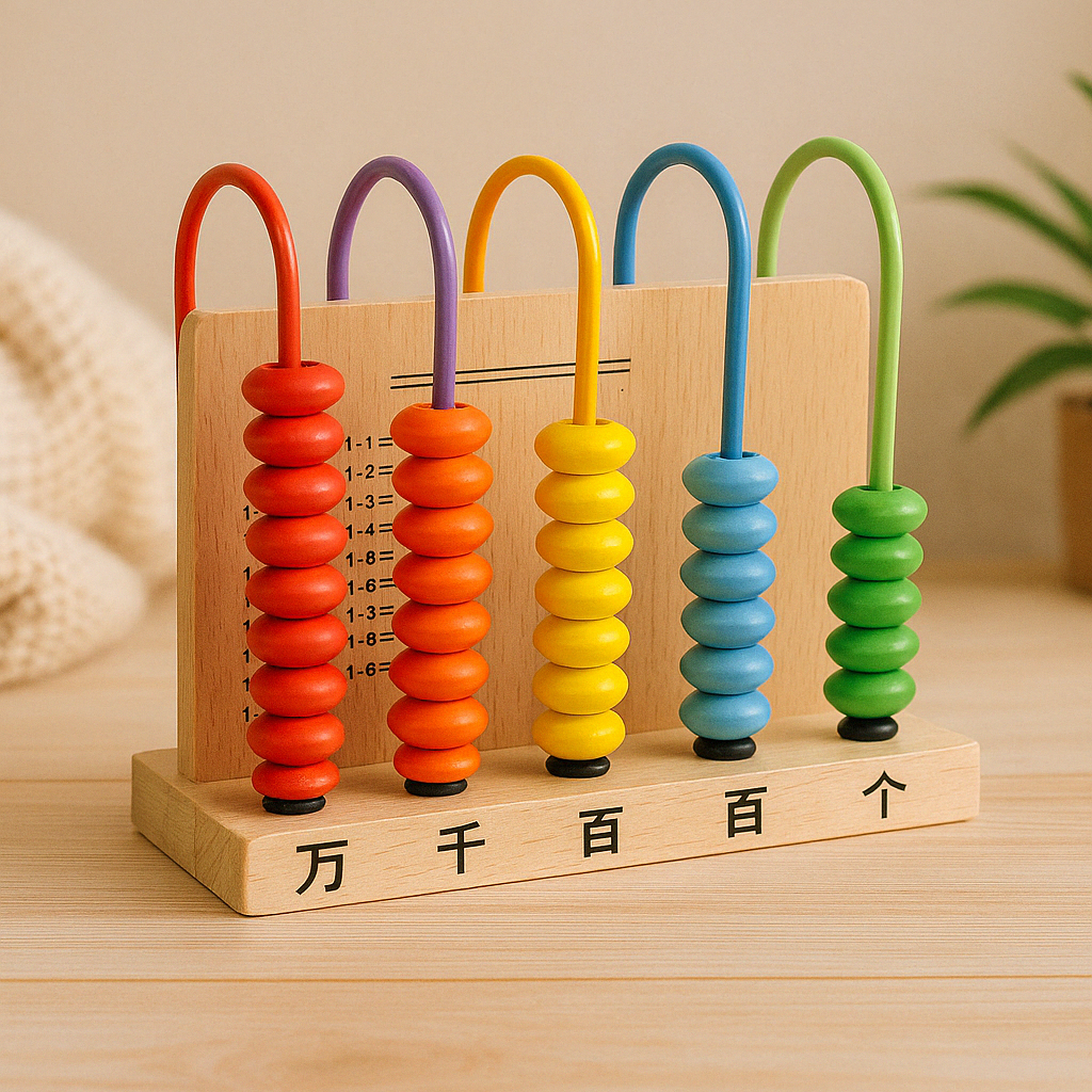 Wooden Multicolor Counter Mathematics Shelf Abacus