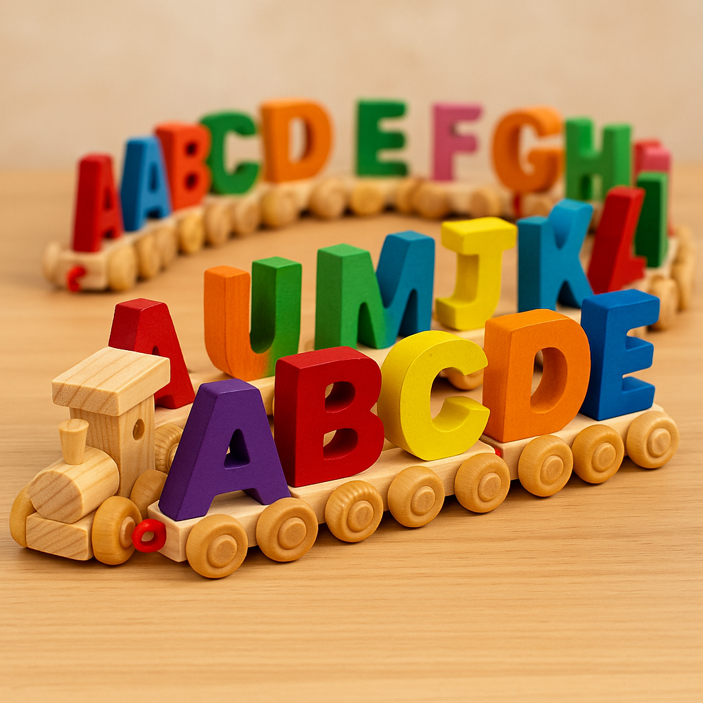 Wooden Multicolor 26 Alphabet Sorting Train