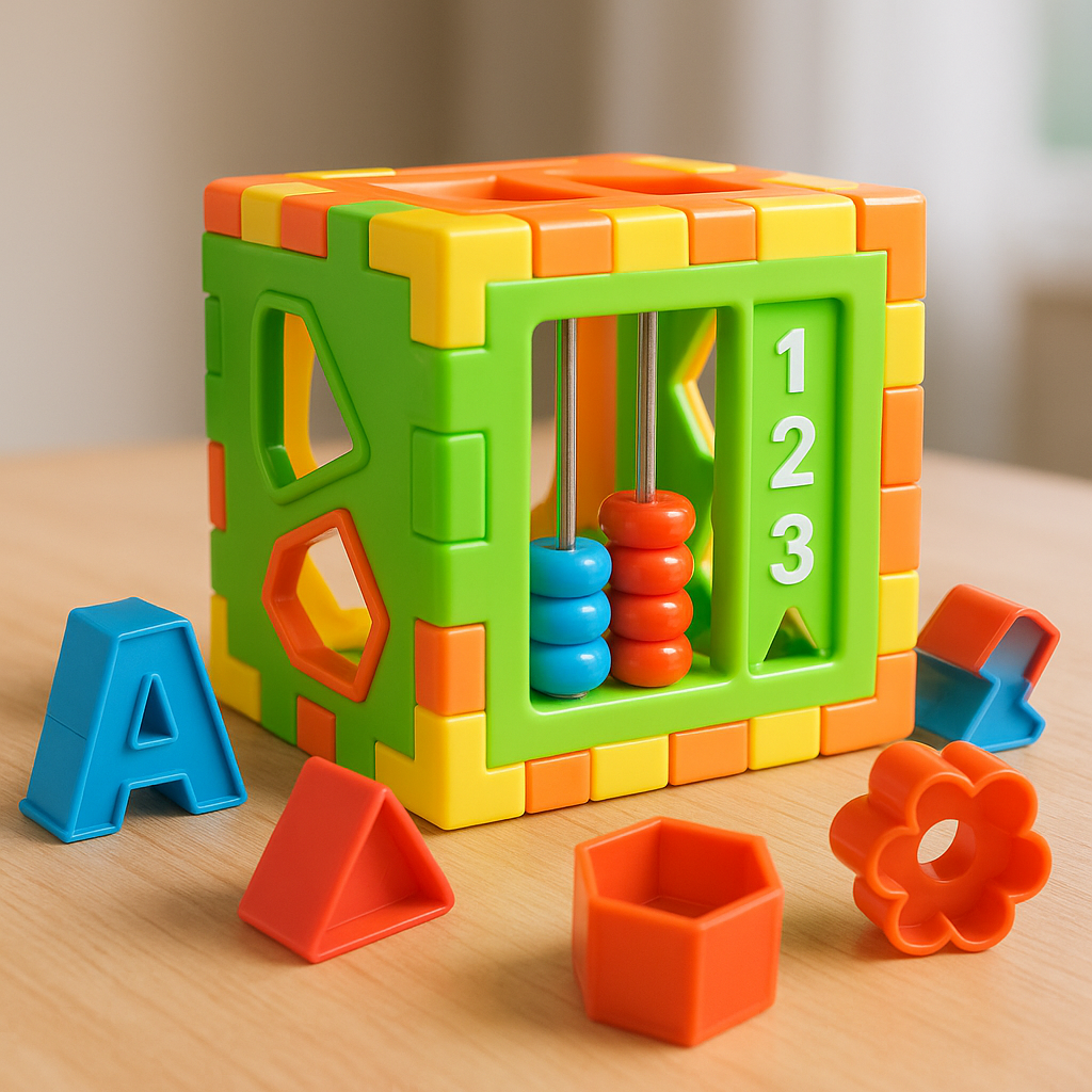 6 Sided Shapes & Numbers Sorter Activity Block Cube