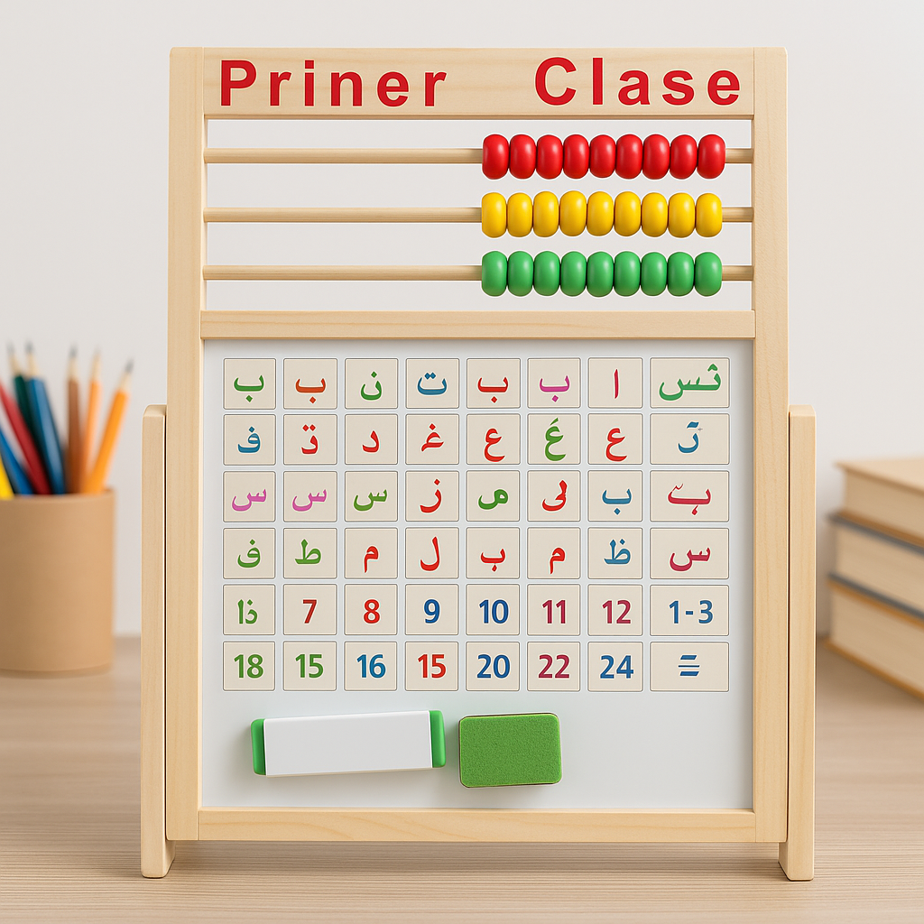 Wooden Magnetic White & Black Board Stand With Abacus