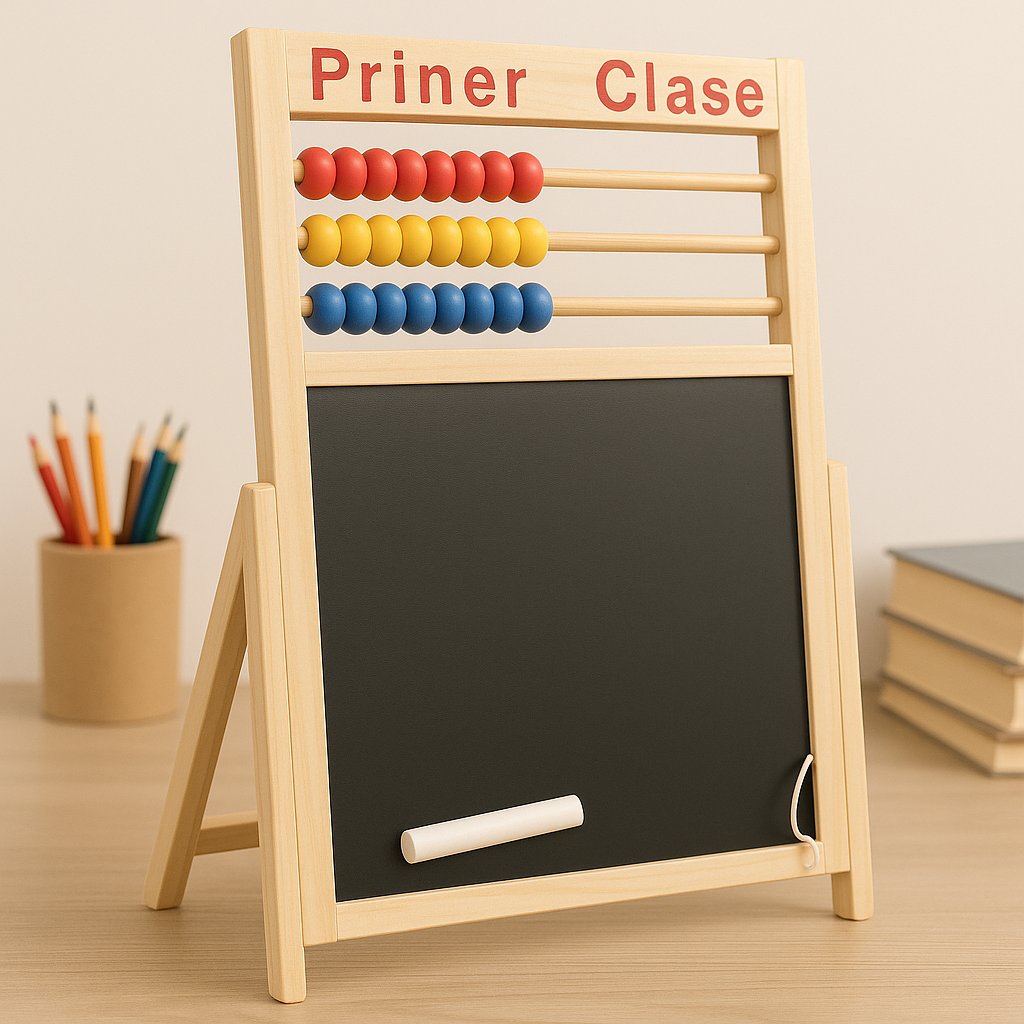 Wooden Magnetic White & Black Board Stand With Abacus