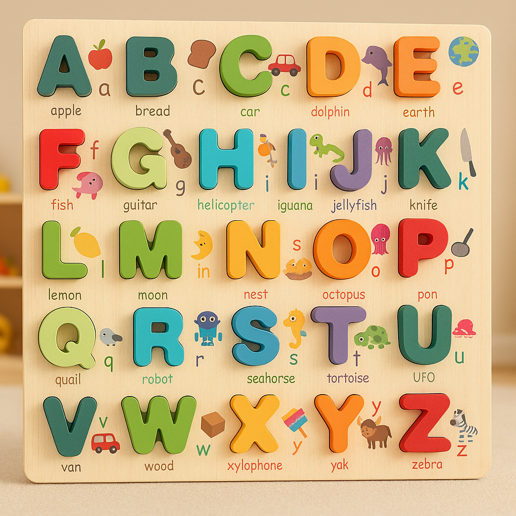 Wooden 3D Alphabets And Numbers Jumbo Sorting Boards