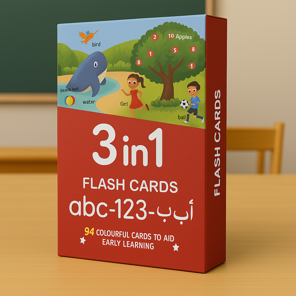 Pack of 3 In 1 Jumbo Double Sided Interactive Flash Cards
