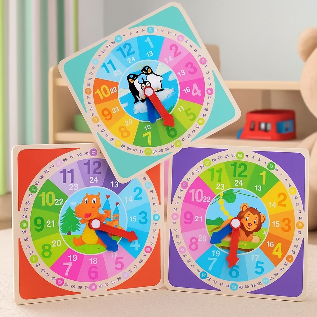 Wooden Multicolor Activity Clock – MGT Toys