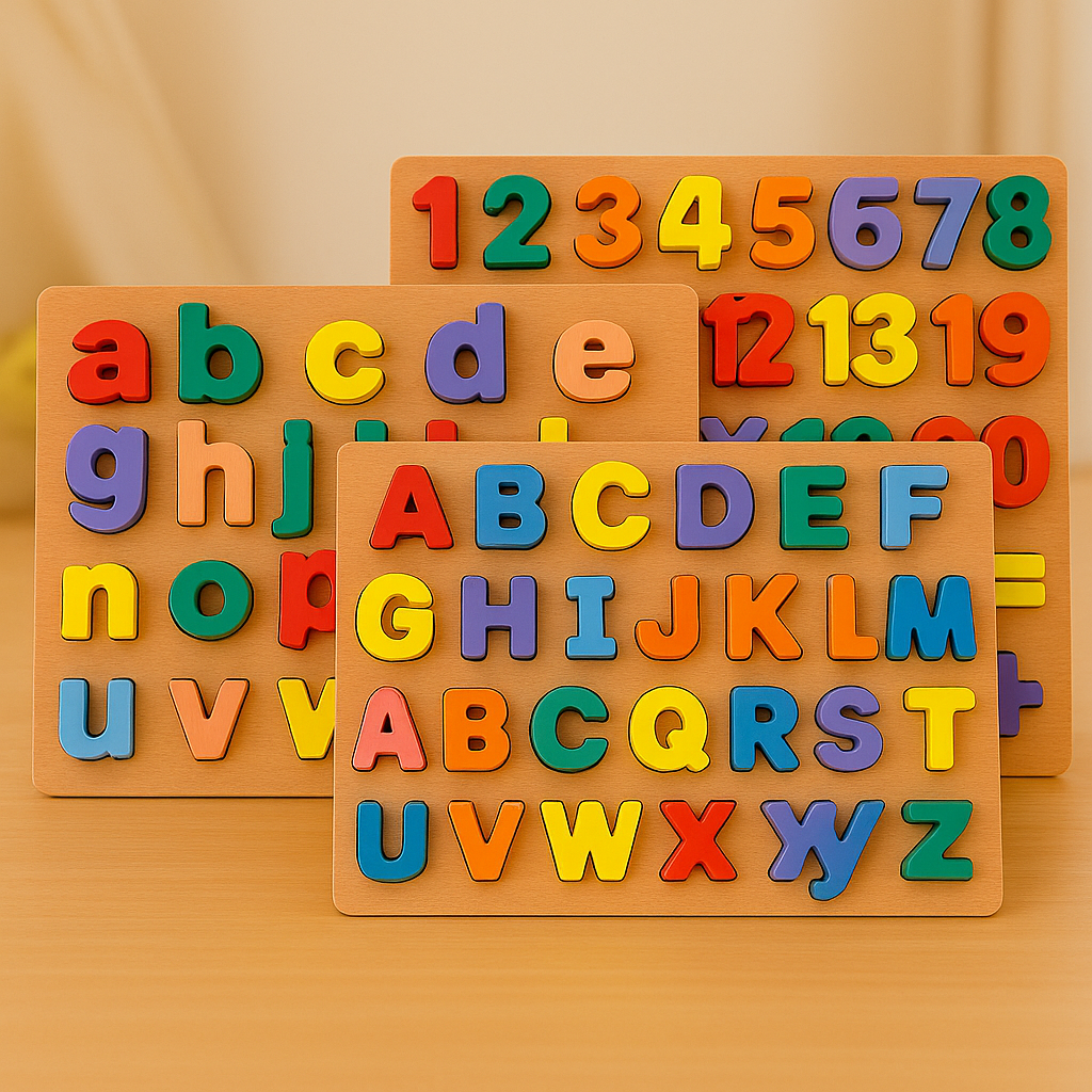Wooden 3d Colorful Alphabets,Numbers & Shapes Sorting Boards