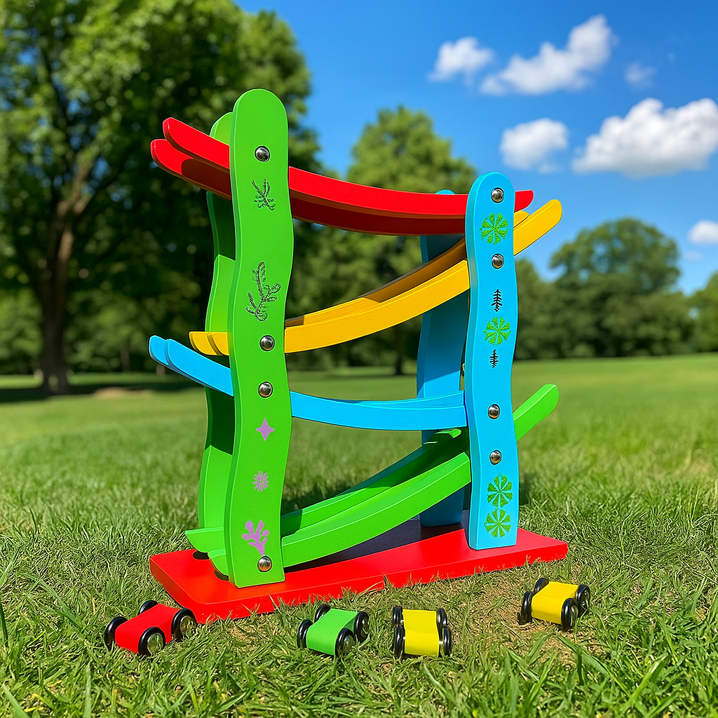 Wooden Glider Car Racing Zig-Zag Track