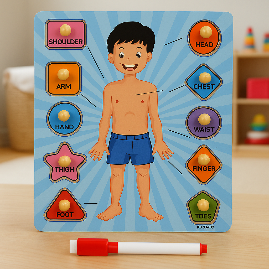 Parts Of Body 2in1 Sorting Knob Board With Tracing Activity