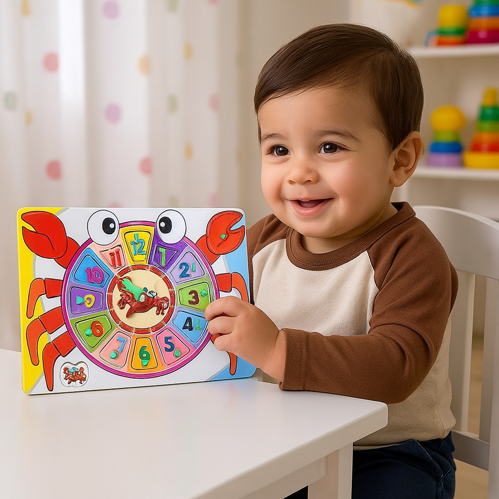 Wooden Numbers & Clock Peg Puzzle Pin Board