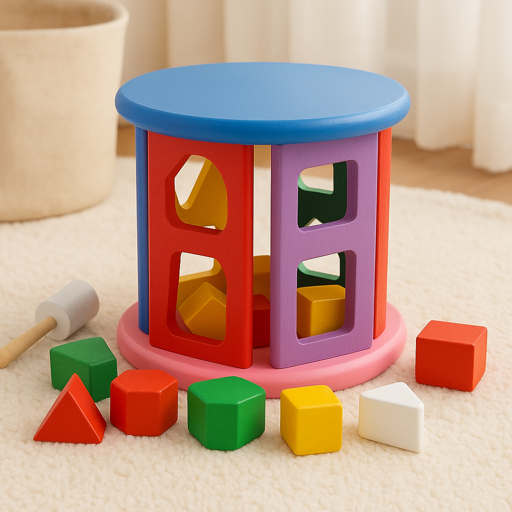 Wooden Wisdom Geometric Multicoloured Shapes Wheel