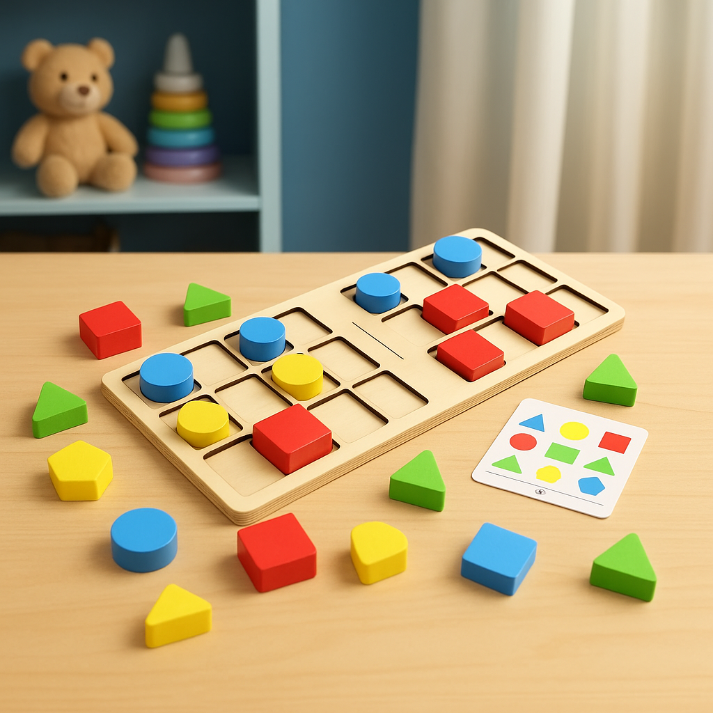 Wooden Shapes Four Color Battle 2 Players Challenging Game