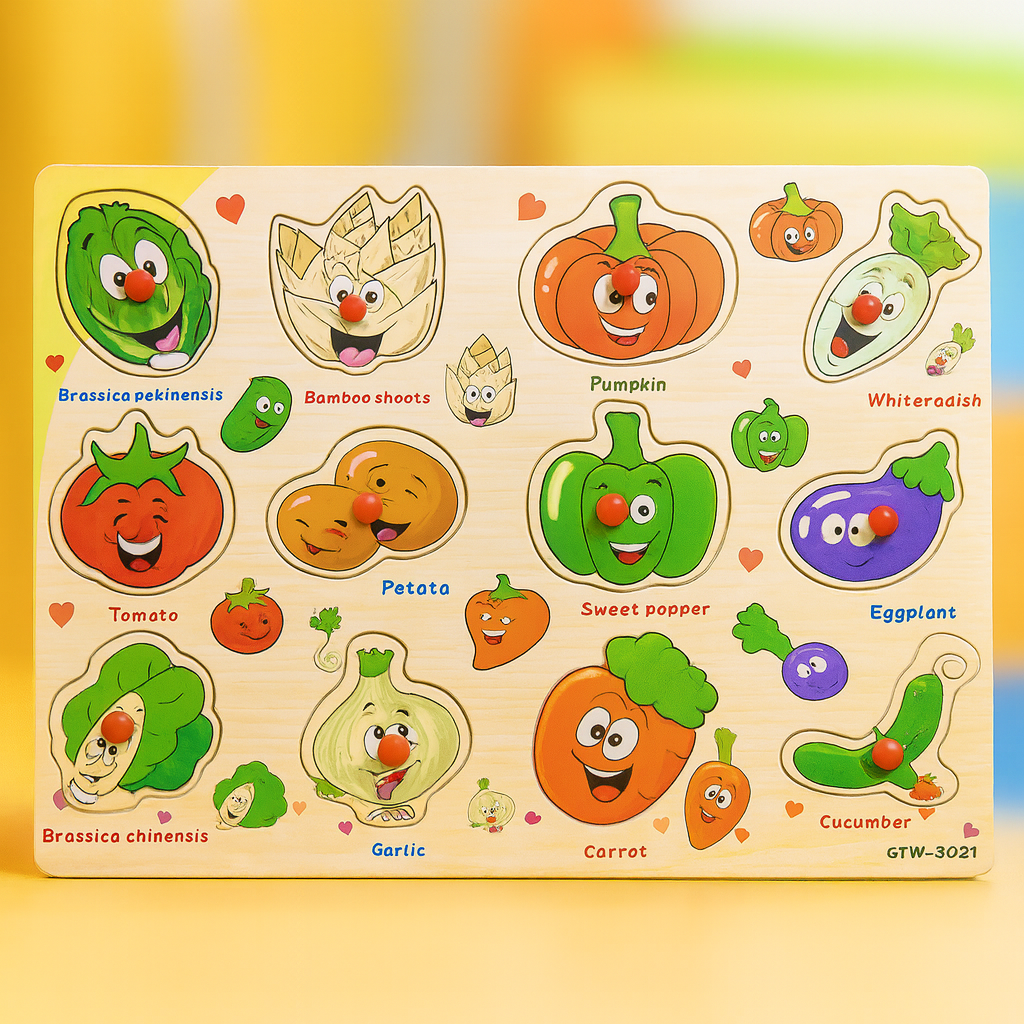 Wooden Peg Puzzle Pin Sorting Boards