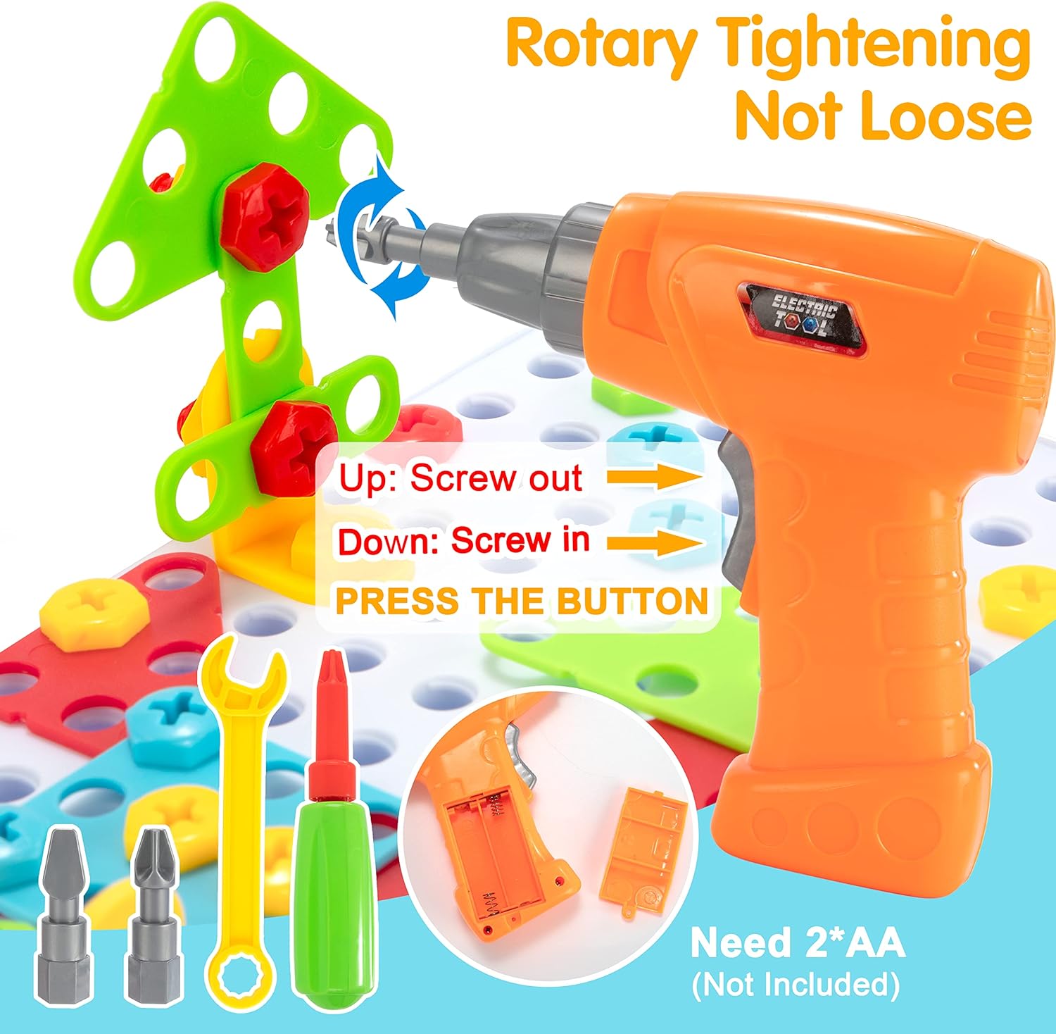 Electric 2 in 1 Nut Drill Mosaic STEM Construction Set 205+ Pcs