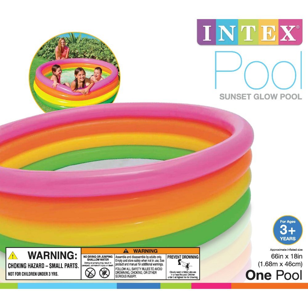 Intex Inflatable Sunset Glow 4 Ring Rainbow Pool 66 inch With Free Pump