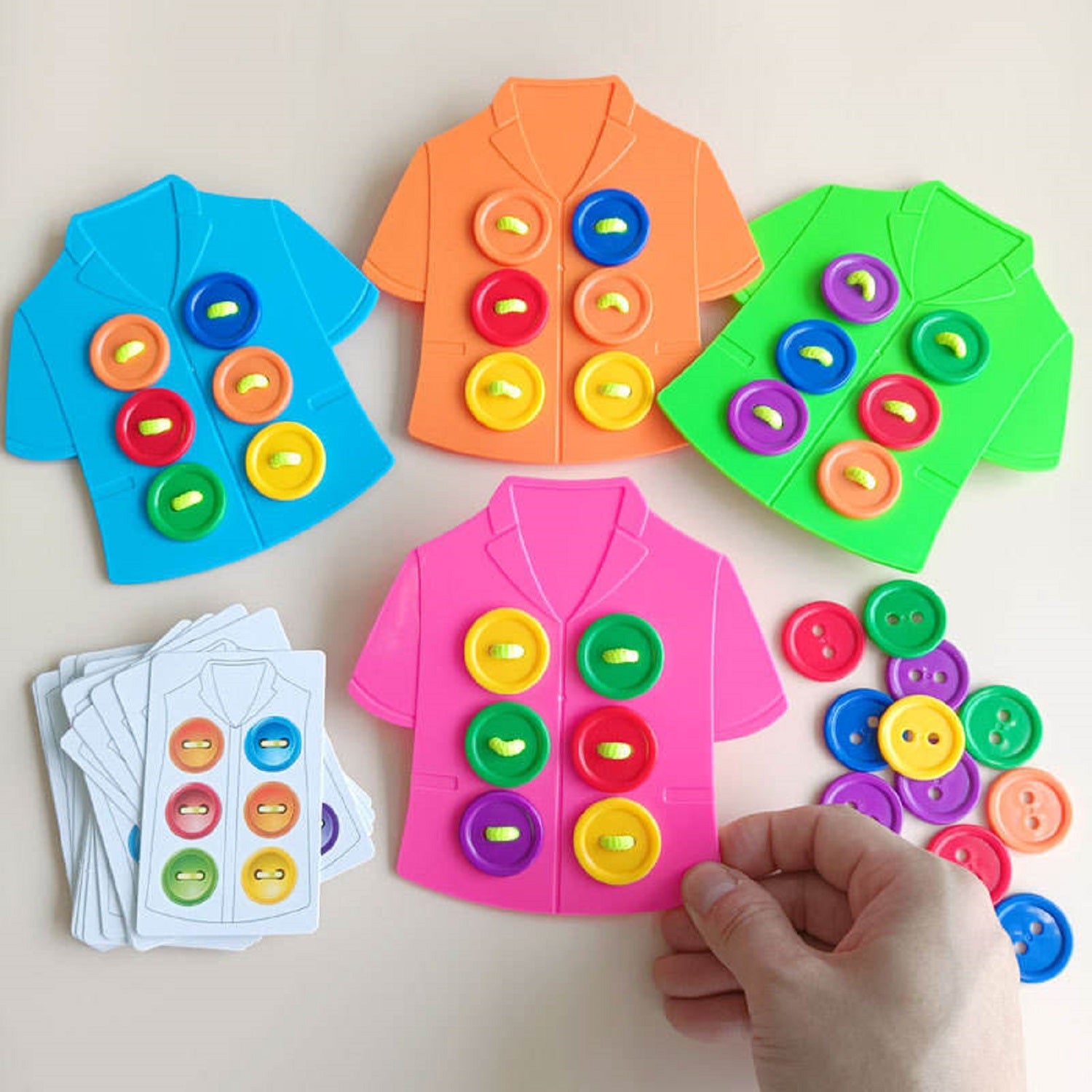 Wooden Montessori Sew-On Buttons Lacing & Threading Activity – MGT Toys