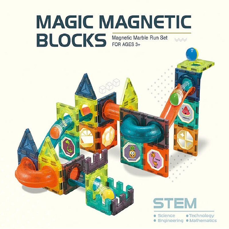 Multicolour Magnetic Tile & Pipeline 3D Building Blocks 42 Pcs