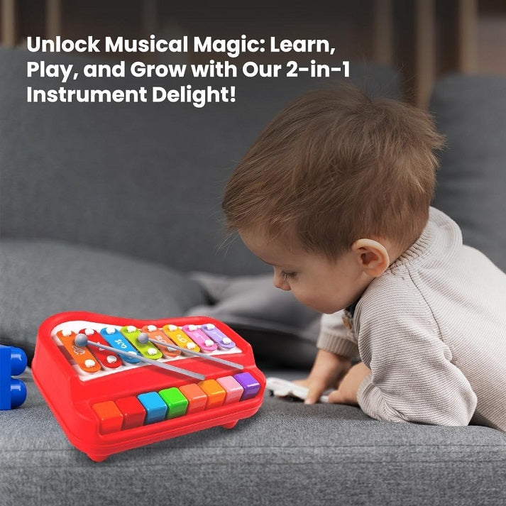 2-in-1 Hand Percussion Piano & 8 Note Xylophone With Stick