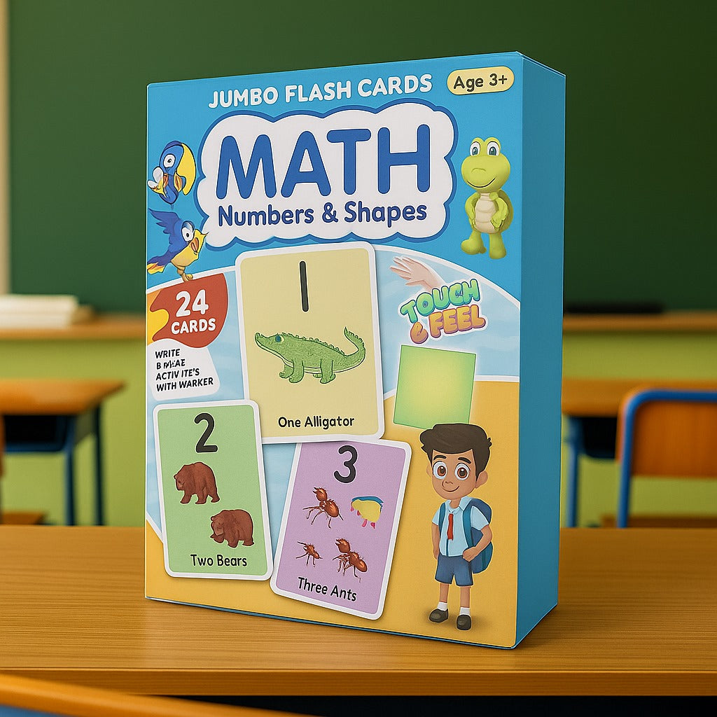 Maths, Numbers & Shapes Big 24 Flash Cards With Tracing Activity
