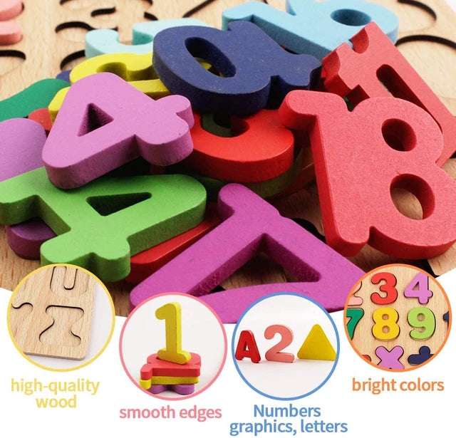 Wooden Multicolor 0-9 Numbers Sorting Board