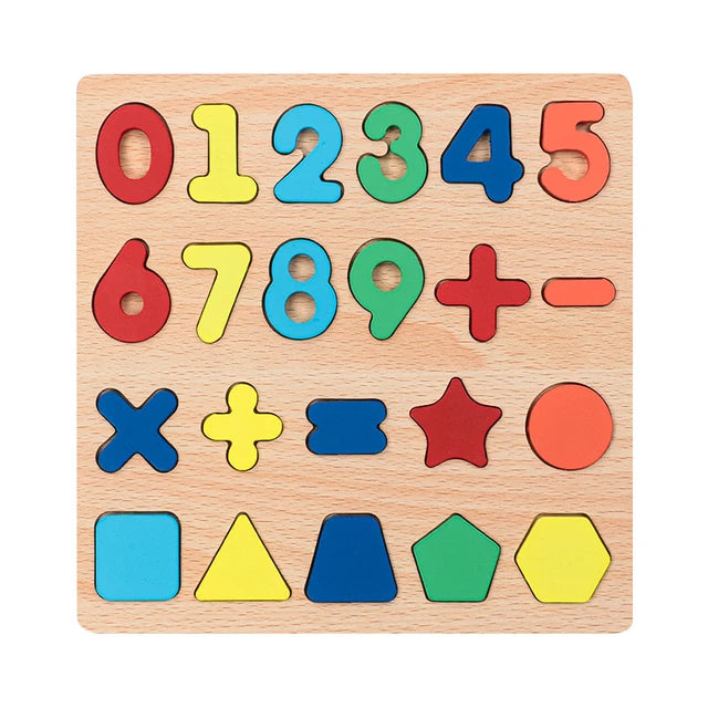 Wooden Multicolor Numbers & Shapes Sorting Board