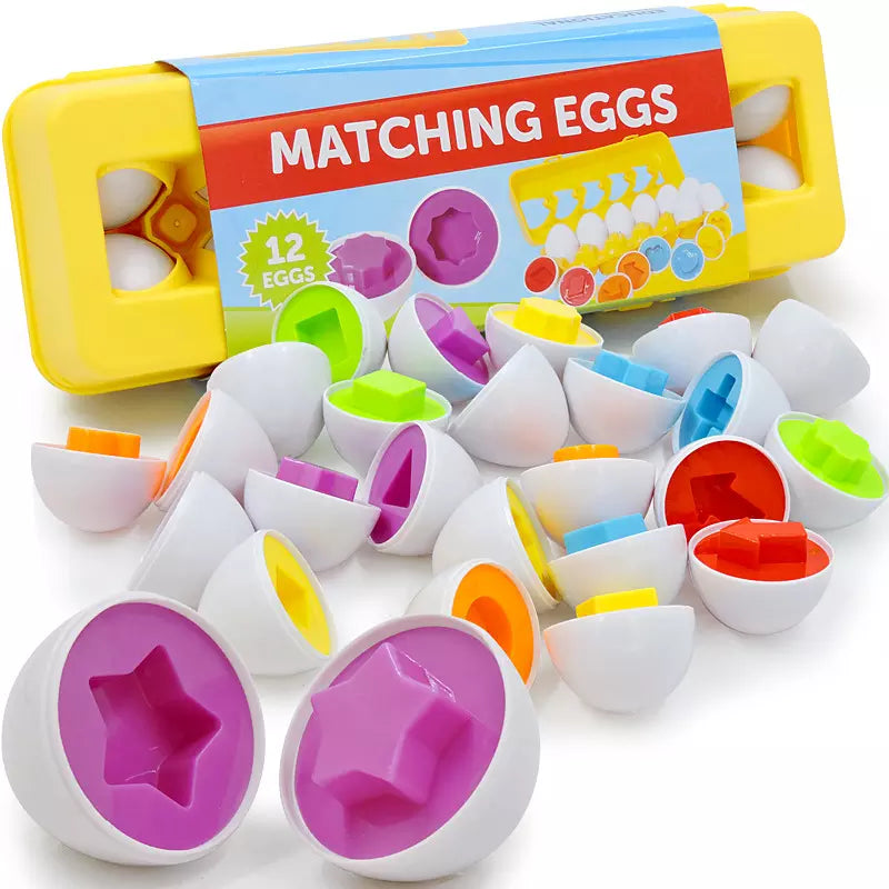 Matching Colors & Shapes Smart 12 Eggs Tray Set