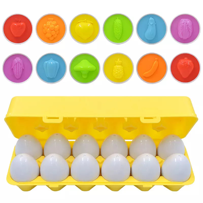 Matching Colors & Shapes Smart 12 Eggs Tray Set