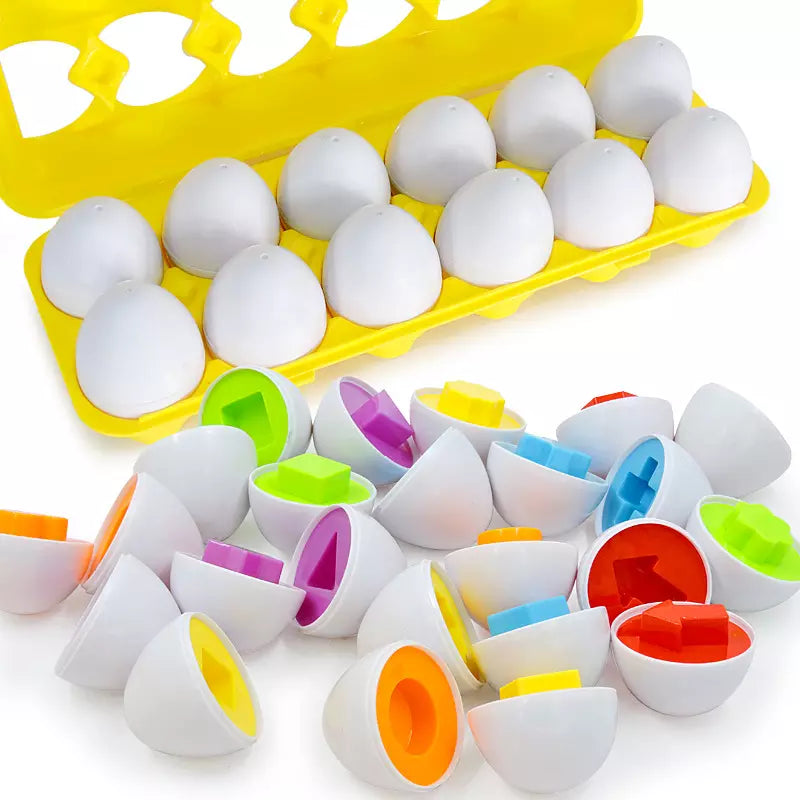 Matching Colors & Shapes Smart 12 Eggs Tray Set