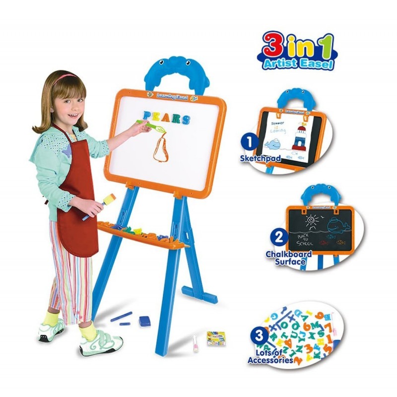 3in1 Double Sided Magnetic Drawing/Writing Board With Easel Stand